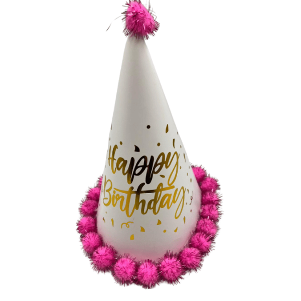 Ponponlu Şapka Happy Varaklı 25 Cm Pembe - 3