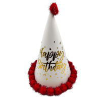 Ponponlu Şapka Happy Varaklı 25 Cm Kırmızı - 3