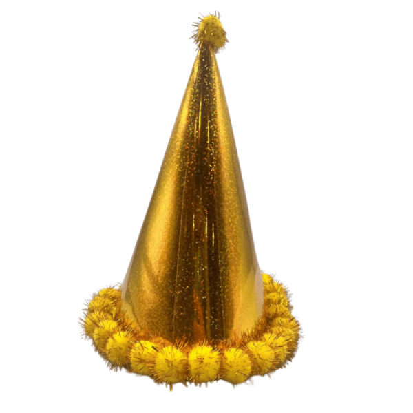 Ponponlu Şapka Helogramlı 25 Cm Altın - 