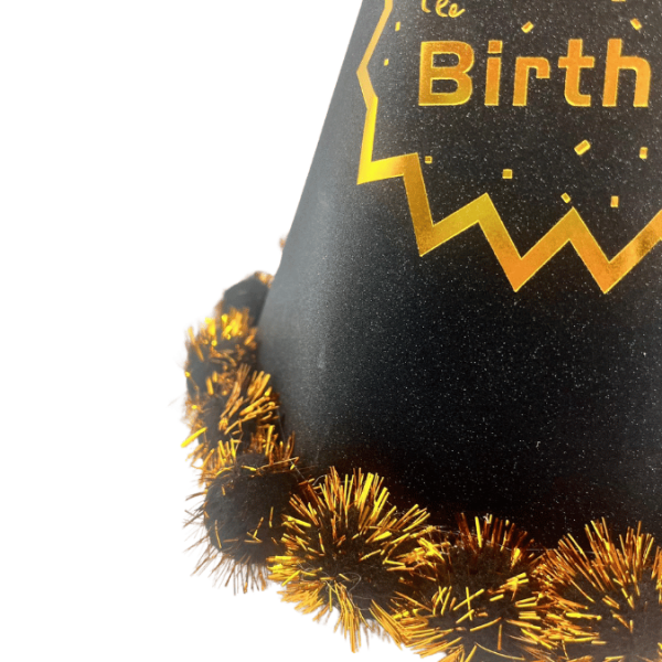 Ponponlu Şapka Simli Happy Birthday Baskılı 25 Cm Siyah - 2