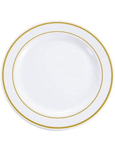 Porselen Görünümlü Beyaz Tabak Altın Varaklı 26 Cm 12 Parça - 