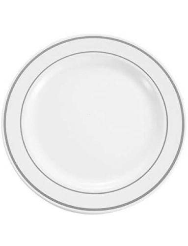 Porselen Görünümlü Beyaz Tabak Gümüş Varaklı 26 Cm 12 Parça - 1