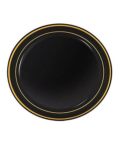 Porselen Görünümlü Siyah Tabak Gold Varaklı 26 Cm 6 Parça - 