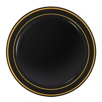 Porselen Görünümlü Siyah Tabak Gold Varaklı 26 Cm 6 Parça - 1