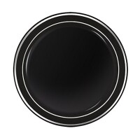 Porselen Görünümlü Siyah Tabak Gümüş Varaklı 26 Cm 6 Parça - 1