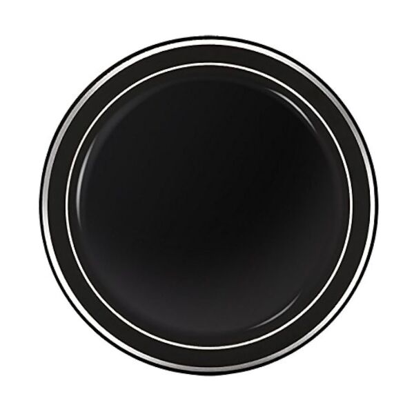 Porselen Görünümlü Siyah Tabak Gümüş Varaklı 26 Cm 6 Parça - 