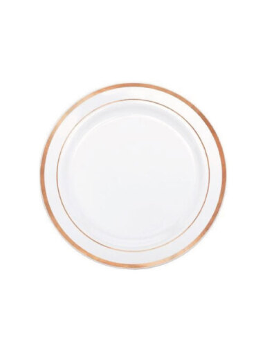 Porselen Görünümlü Tabak Rose Gold Varaklı 18 Cm 12 Parça - 