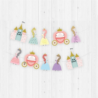 Kağıt Banner Prensesler Temalı Şatolu Arabalı 10 Parça - 3