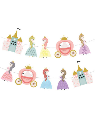 Kağıt Banner Prensesler Temalı Şatolu Arabalı 10 Parça - 2