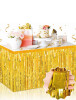 Dekoratif Püsküllü Masa Eteği Parlak Gold Renk 240x75 Cm - 1