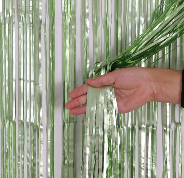 Dekoratif Püsküllü Saçak Perde 1x2 Metre Mat Açık Yeşil - 2
