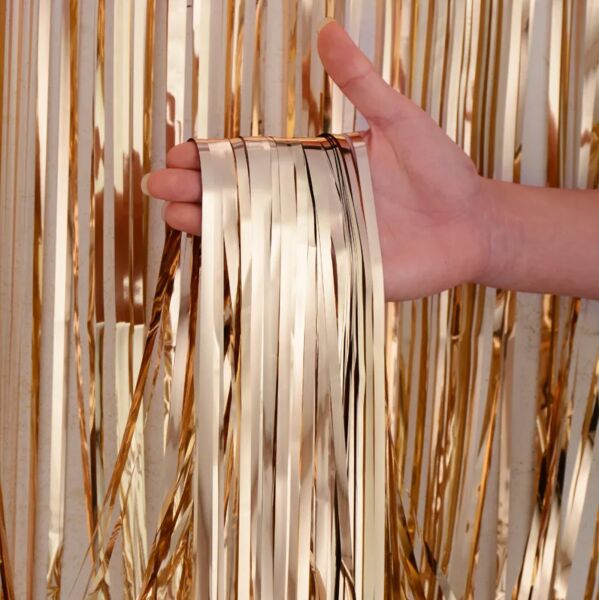 Dekoratif Püsküllü Saçak Perde 1x2 Metre Mat Rose Gold - 2