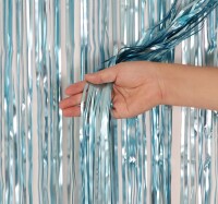 Dekoratif Püsküllü Saçak Perde 1x2 Metre Mat Açık Mavi - 2