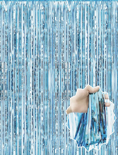 Dekoratif Püsküllü Saçak Perde 1x2 Metre Mat Açık Mavi - 