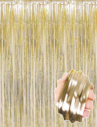 Dekoratif Püsküllü Saçak Perde 1x2 Metre Mat Altın - 