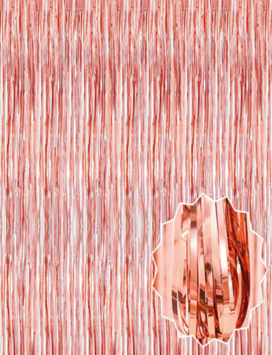 Dekoratif Püsküllü Saçak Perde 1x2 Metre Parlak Rose Gold - 1