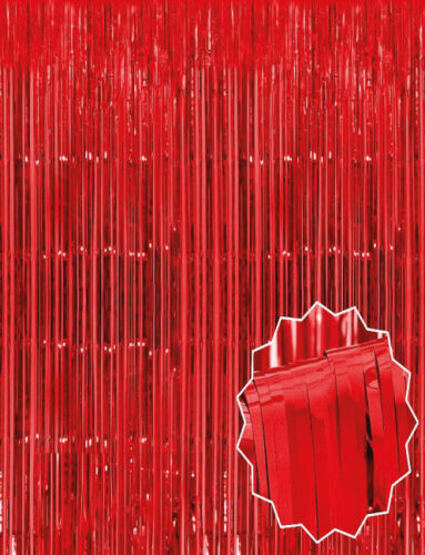 Dekoratif Püsküllü Saçak Perde 1x2 Metre Parlak Kırmızı - 