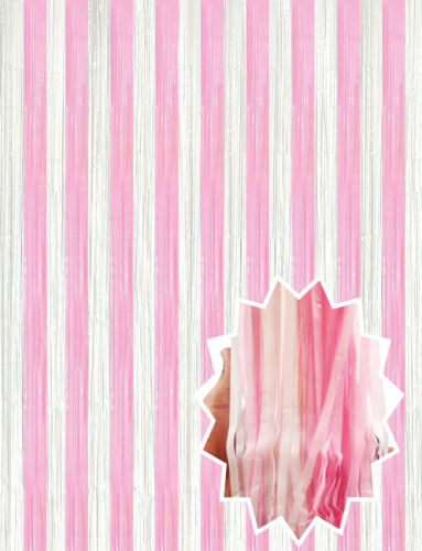Dekoratif Püsküllü Saçak Perde 1x2 Metre Pastel Pembe Beyaz Geçişli - 1