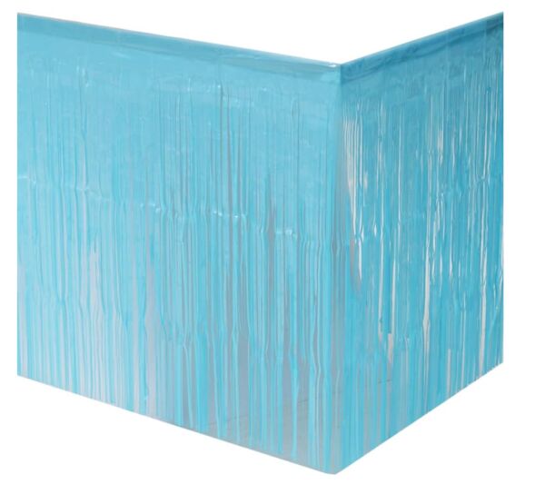 Dekoratif Püsküllü Masa Eteği Pastel Renk 240x75 Cm Mavi - 2