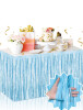 Dekoratif Püsküllü Masa Eteği Pastel Renk 240x75 Cm Mavi - 1