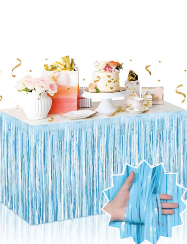 Dekoratif Püsküllü Masa Eteği Pastel Renk 240x75 Cm Mavi - 