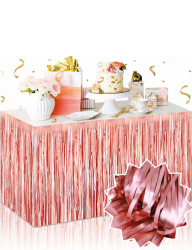 Dekoratif Püsküllü Masa Eteği Mat Rose Gold Renk 240x75 Cm - 