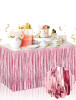 Dekoratif Püsküllü Masa Eteği Mat Pembe Renk 240x75 Cm - 1
