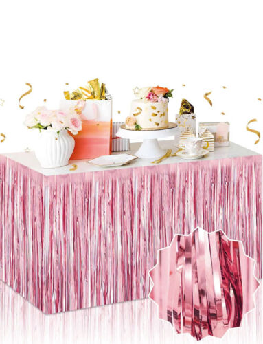 Dekoratif Püsküllü Masa Eteği Mat Pembe Renk 240x75 Cm - 1