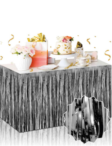 Dekoratif Püsküllü Masa Eteği Mat Siyah Renk 240x75 Cm - 
