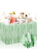 Dekoratif Püsküllü Masa Eteği Mat Açık Yeşil Renk 240x75 Cm - 1