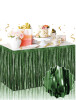 Dekoratif Püsküllü Masa Eteği Mat Koyu Yeşil Renk 240x75 Cm - 1