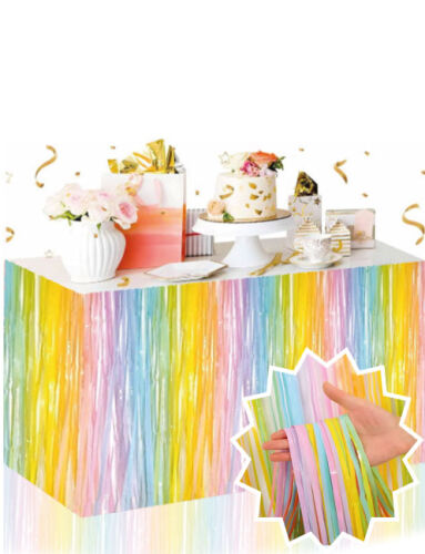 Dekoratif Püsküllü Masa Eteği Pastel Renkli Geçişli 240x75 Cm - 