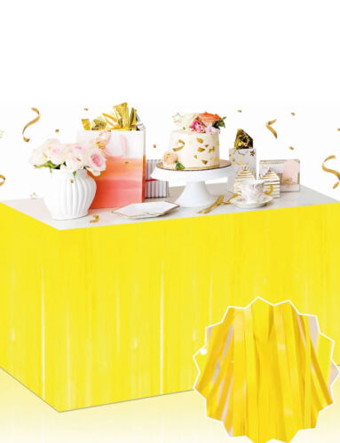 Dekoratif Püsküllü Masa Eteği Pastel Renk 240x75 Cm Sarı - 
