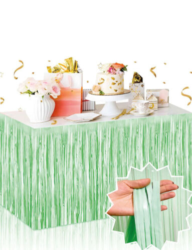 Dekoratif Püsküllü Masa Eteği Pastel Renk 240x75 Cm Yeşil - 