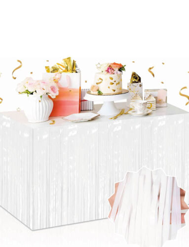 Dekoratif Püsküllü Masa Eteği Pastel Renk 240x75 Cm Beyaz - 