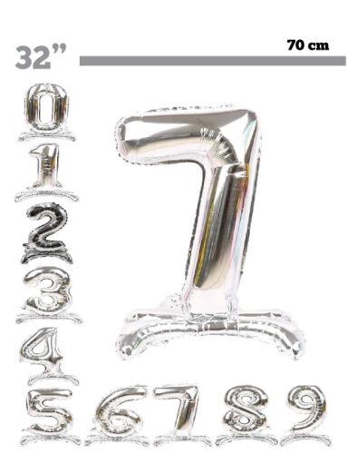 Folyo Balon Ayaklı 70 cm Gümüş Rakam - 