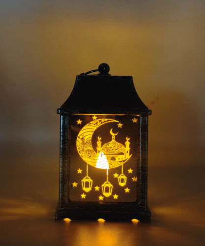 Ramazan Ledli Fener Kare Aynalı Ay Model 10 Cm Altın - 2