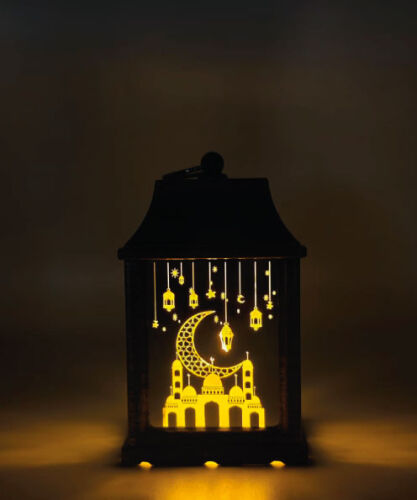 Ramazan Ledli Fener Kare Aynalı Ay Model 10 Cm Altın - 3