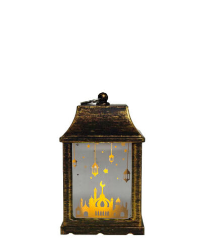 Ramazan Ledli Fener Kare Aynalı Cami Model 10 Cm Altın - 