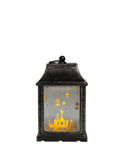 Ramazan Ledli Fener Kare Aynalı Cami Model 10 Cm Gümüş - 