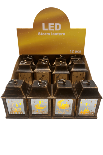 Ramazan Ledli Fener Kare Aynalı Model 10 Cm Altın 12 Parça - 1