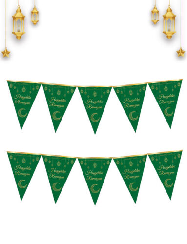 Ramazan Temalı Bayrak Flama Üçgen Hoşgeldin Ramazan Yeşil - 
