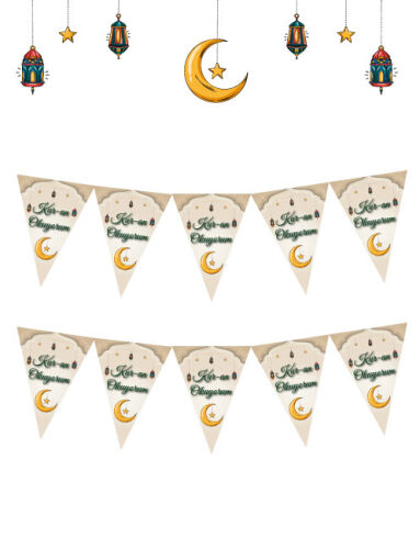 Ramazan Temalı Bayrak Flama Üçgen Kur-an Okuyorum - 