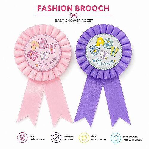 Rozet Baby Shower Mavi Şemsiyeli Model - 