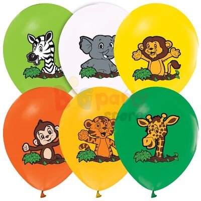 Lateks Baskılı Balon Safari Karışık Renkli 100lü - 1