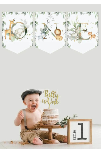 Kağıt Banner One Flama Safari Temalı Baby Animal - 