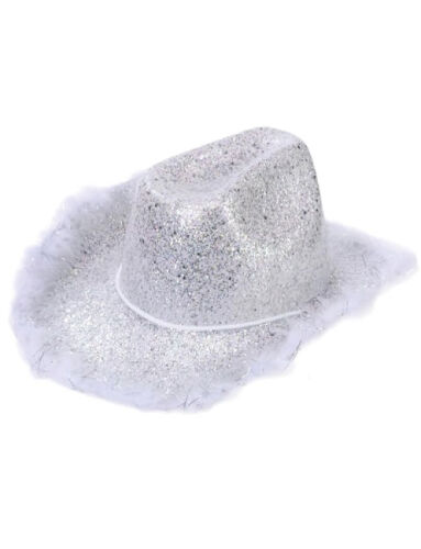 Şapka Fotr Simli Tüylü Lüks Beyaz - 