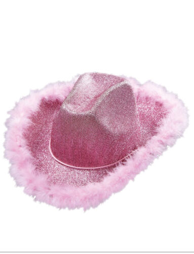Şapka Fotr Simli Tüylü Lüks Pembe - 1