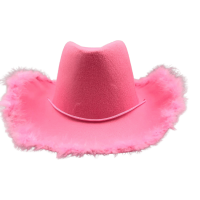 Şapka Kovboy Tüylü Barbie Pembe - 1