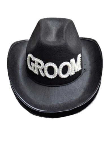 Şapka Kovboy Siyah Groom Taşlı Lüx - 1